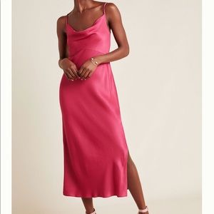 Anthropologie satin bias slip dress